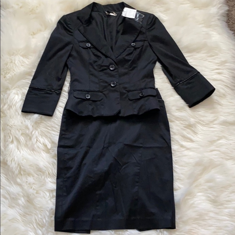 Bebe Black Blazer Matching Skirt Skirt Suit Set